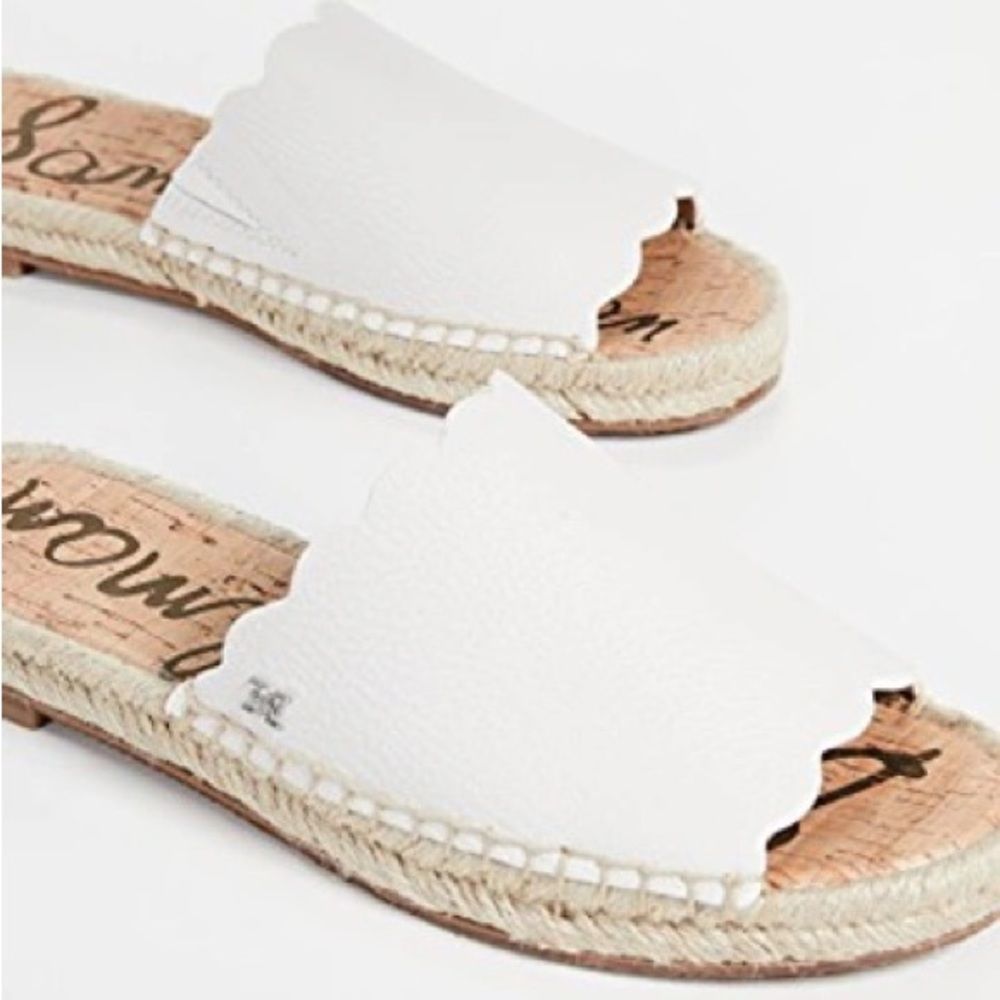 Sam Edelman White Scallop Espadrille Slide Sandals